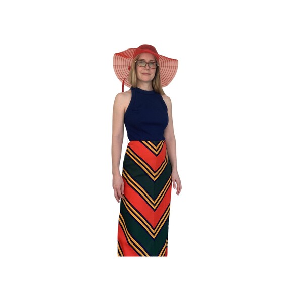 70s Chevron Striped Maxi Dress Mod Retro Vintage Jonathan Logan XS - Picture 6 of 7